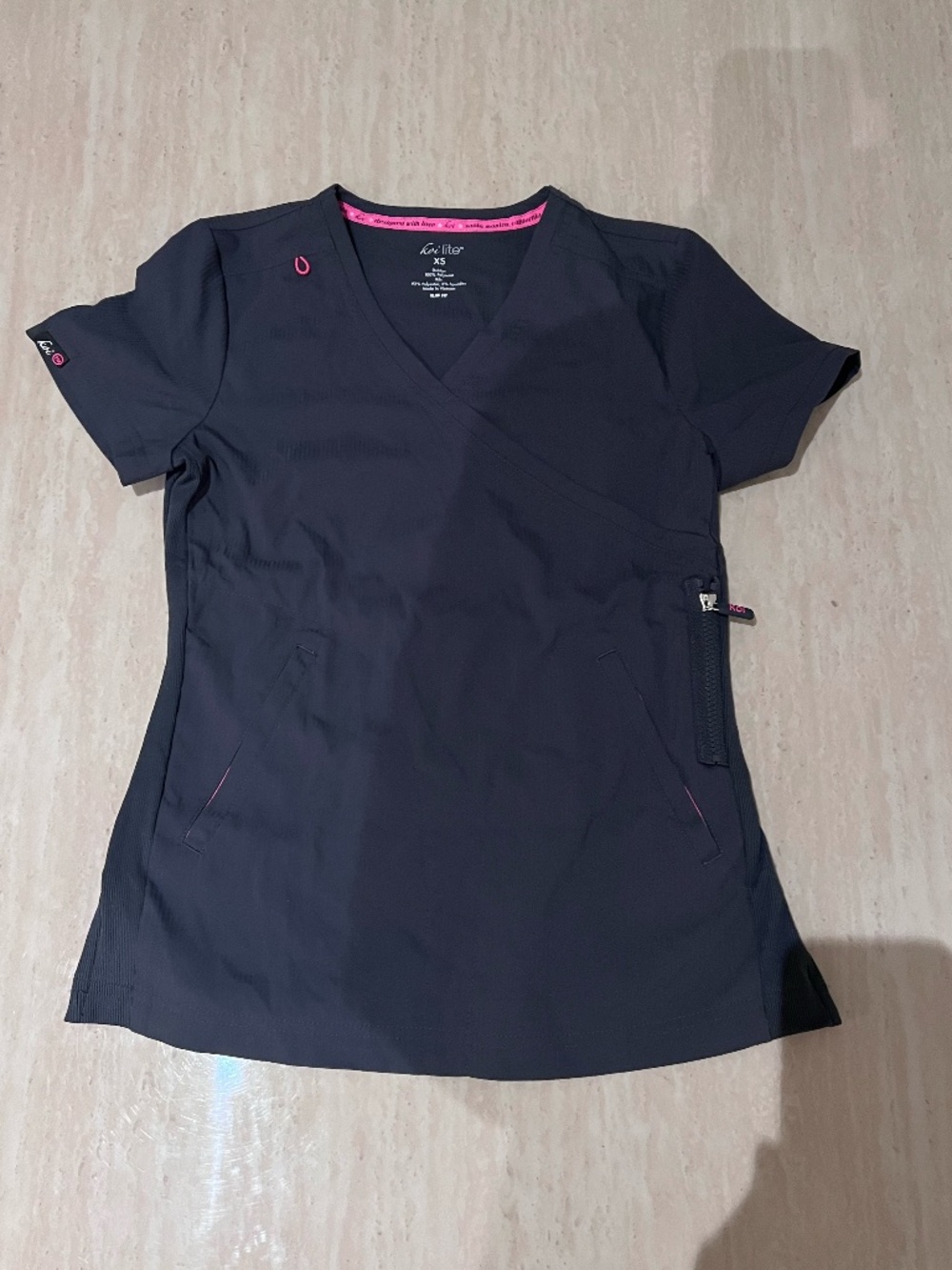 EUC Gray Koi Lite Performance Stretch Pinstriped Scrub Set Size XS TALL